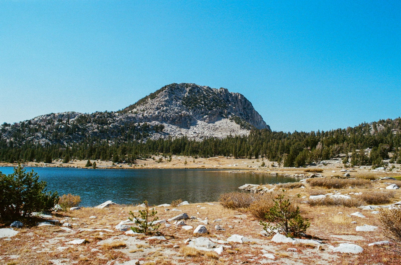 Lake Virginia appears, guarded by Virgina Crag Peak