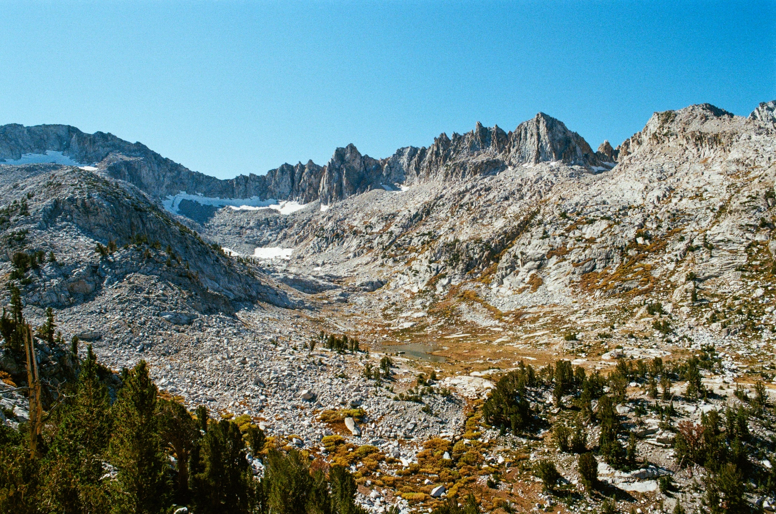 Mt Izaak Walton on the left, towering over a small unnamed tarn