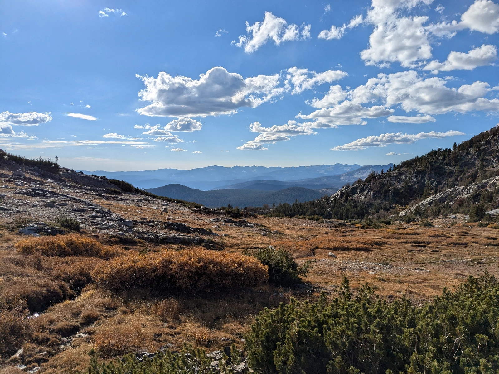 View northwest down from our little valley