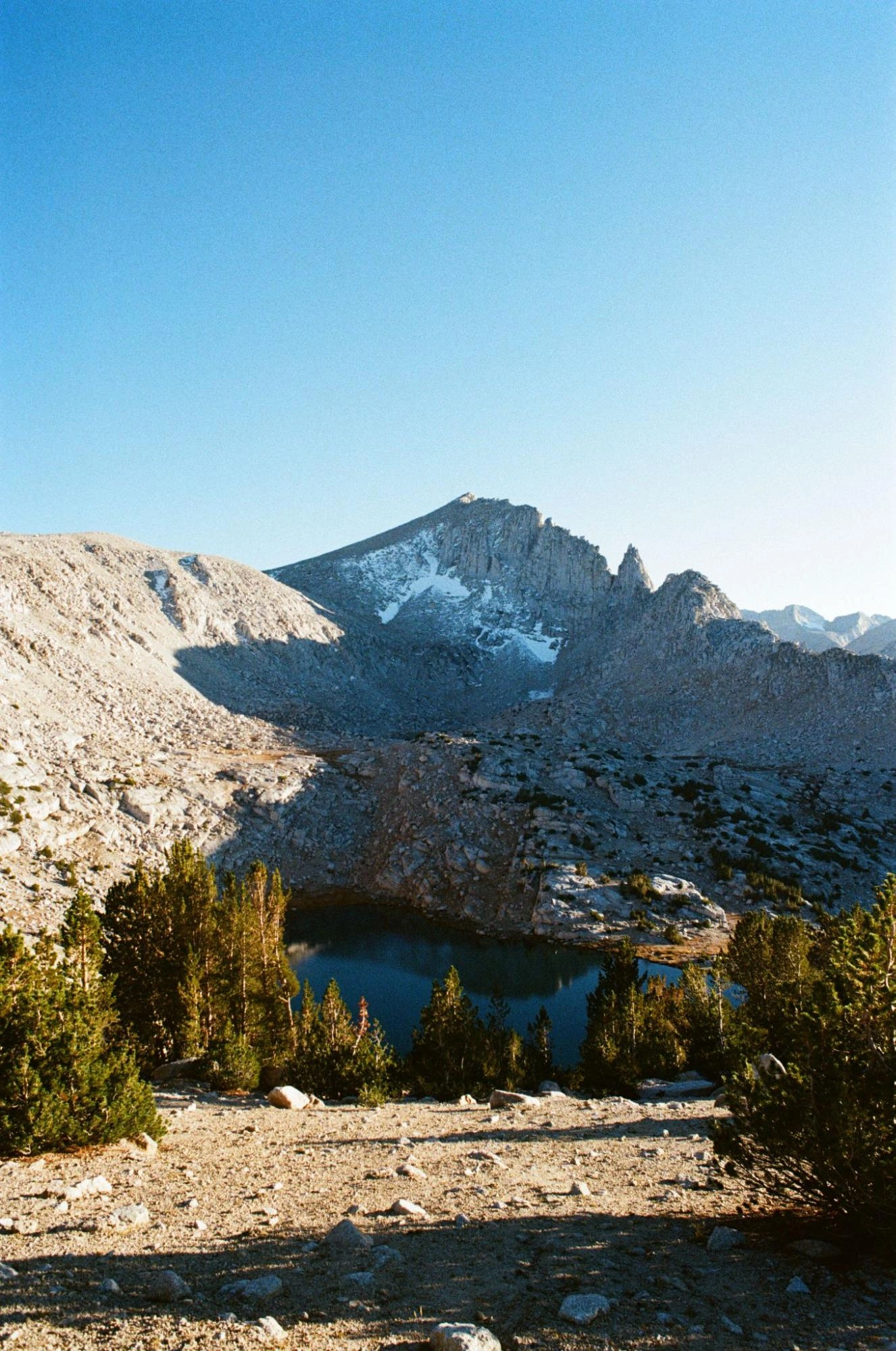 One of the Trail Lakes and a spur of Mono Pass Peak
