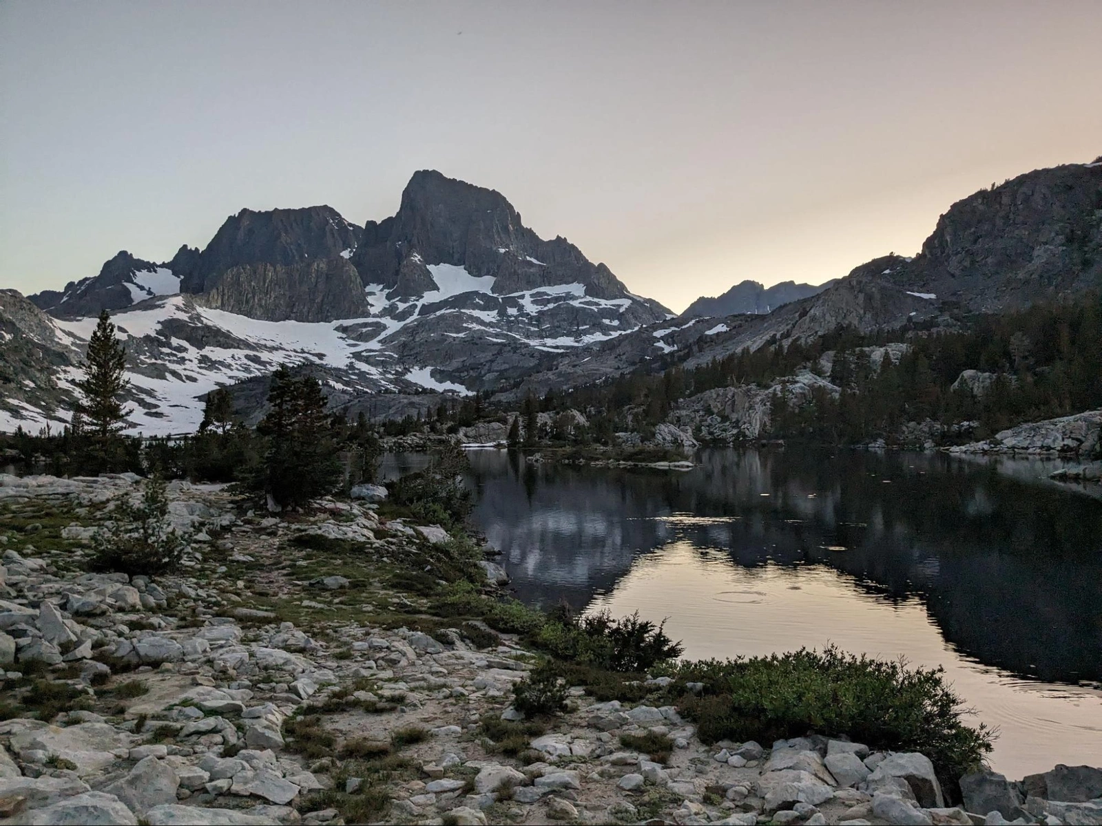 Mt Ritter and Banner Peak at dusk
