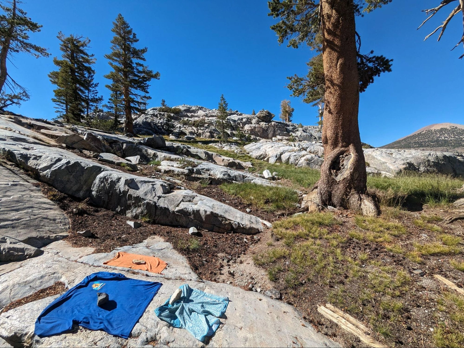 Clothes drying on a granite slab