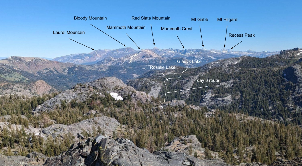 View southeast back towards Mammoth from Clarice Peak