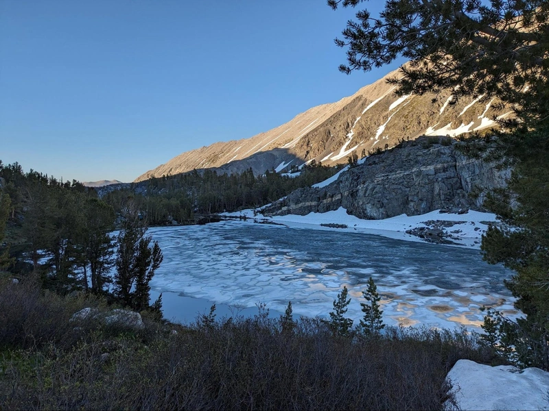 Long Lake's partially frozen surface