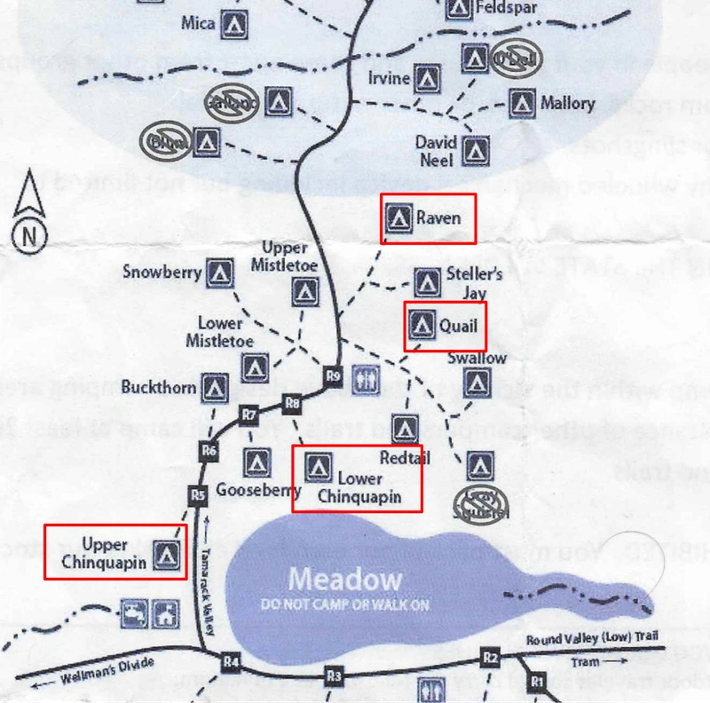Map of the sites at Round Valley