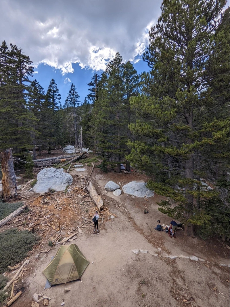 Chris and Dave chose a shaded spot a little further back. Here’s a shot of the site from atop the boulder
