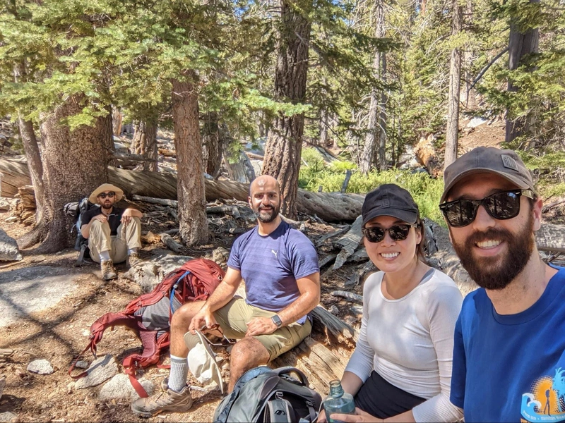 Us chilling on a log after setting up camp