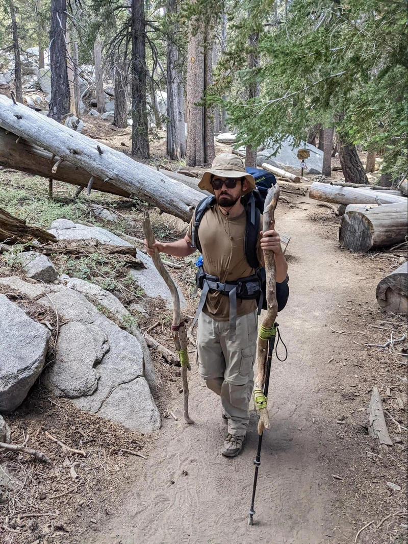 Dave had spent the day crafting these advanced walking sticks to aid his knees in the descent. They worked like a charm. He was a bit sad because he missed the peak hike