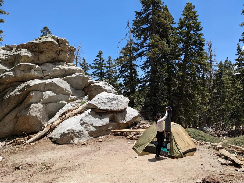 Dani and I set up our tent next to the huge boulder