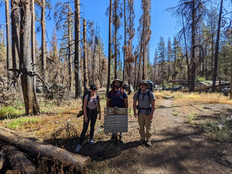 Obligatory trailhead pic. I actually don't remember how we took this. Notice how fresh and bright-eyed we look...