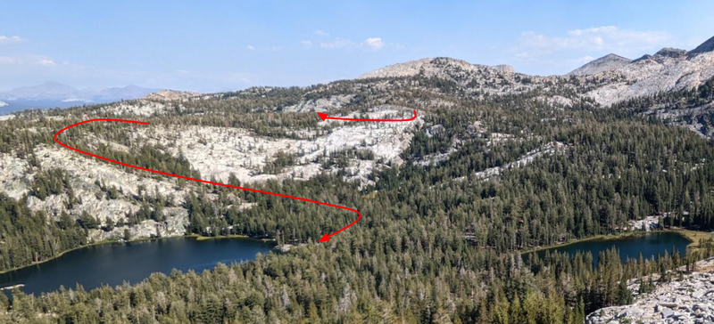 Our route from Lake 4 onwards was visible from the pass